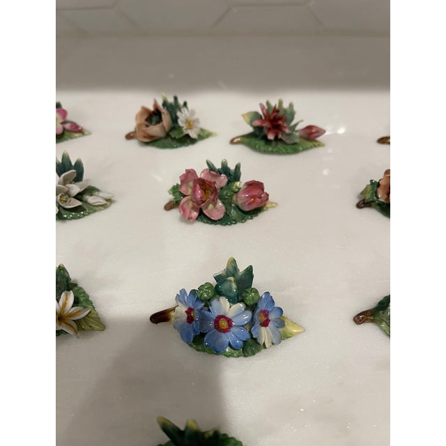 Ceramic 1970s Set of Dresden Porcelain Place Card Holders With Intricate Flowers - Set of 11 For Sale - Image 7 of 11