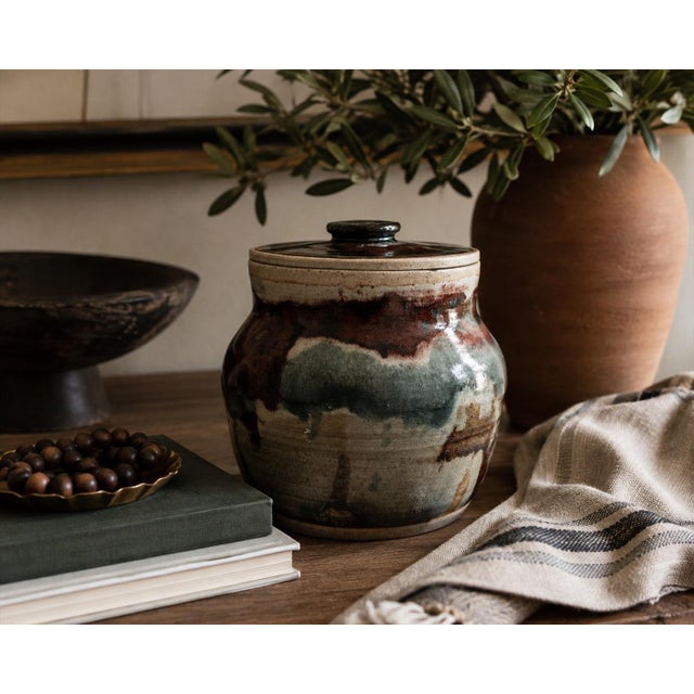 Beautiful Vintage Dan Ogburn Studio Pottery Lidded Jar (April 1984) For Sale - Image 12 of 12