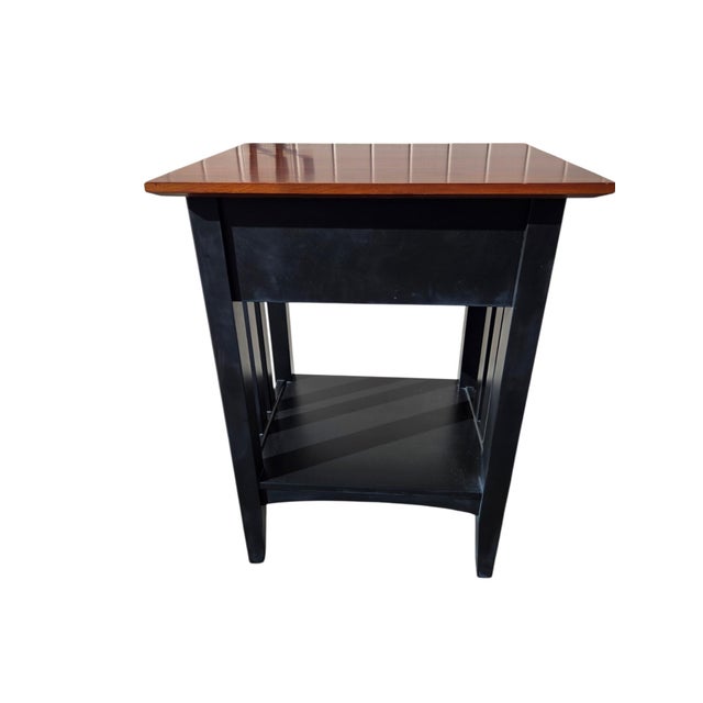1990s Ethan Allan American Impressions Night Stand End Side Table Cherry Black For Sale In Philadelphia - Image 6 of 13