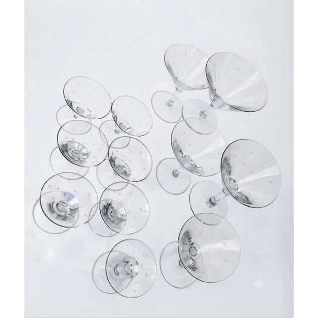 Mid 20th Century Richard Brendon's Hand-Engraved Crystal Champagne Coupes - Set of 13 For Sale - Image 14 of 17