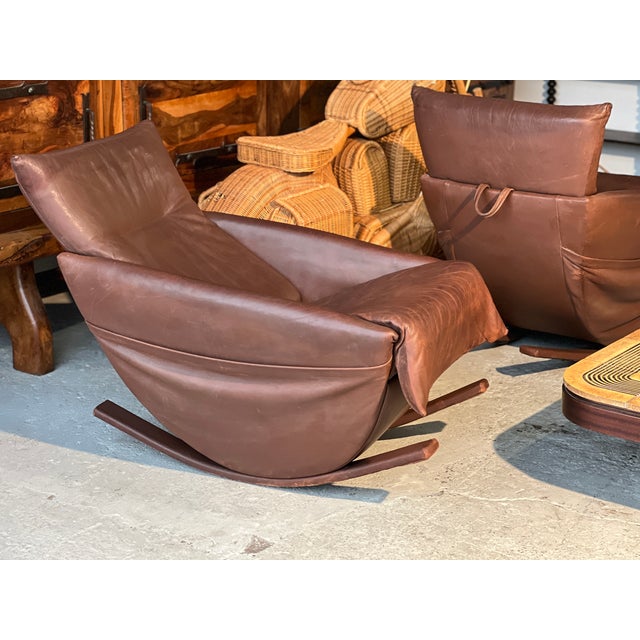 Rocking Chairs in Brown Leather from de Sede, Switzerland, 1970s, Set of 2 For Sale - Image 3 of 9