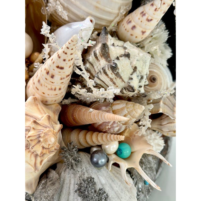 Shell‑Encrusted Treasure Chest Sculpture | Coastal Seashell Art for Beach House Decor For Sale - Image 12 of 13