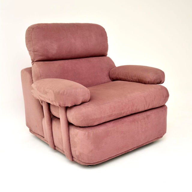 Pink Vintage Lilac Suede Lounge Armchair, 1970s For Sale - Image 8 of 8