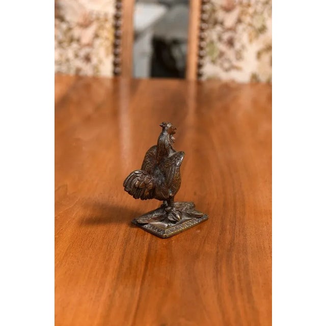 19th Century 19th Century French Cast Bronze Rooster Sculpture with Wings Extended Backwards For Sale - Image 5 of 12