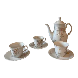 1930s Tk Thun Tea/Coffee Pot and 3 Cups and Saucers in the Maria Louisa Pattern