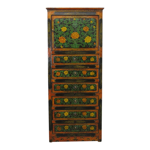 Late 19th Century Tibetan Chest With 6 Drawers For Sale