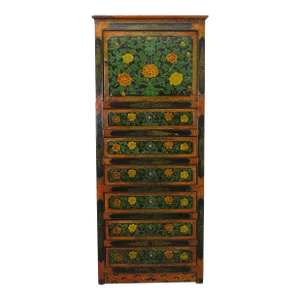 Late 19th Century Tibetan Chest With 6 Drawers