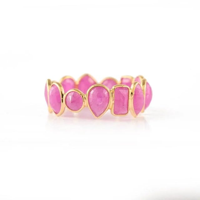 18k Yellow Gold 5.82 Ct Ruby Gemstone Eternity Band Size 7 ( All Sizes Available ) For Sale - Image 9 of 11