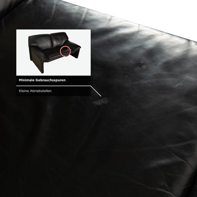 Black Leather Two-Seater Armchair & Sofa from Laauser, Set of 2 For Sale - Image 14 of 18