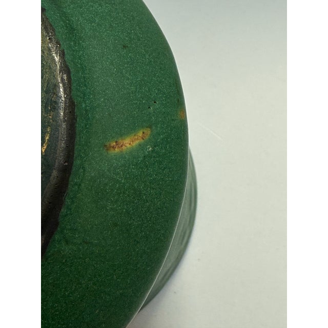 Early 20th. C. Weller Pottery Matte Green Arts & Crafts Handled Vessel For Sale - Image 9 of 11