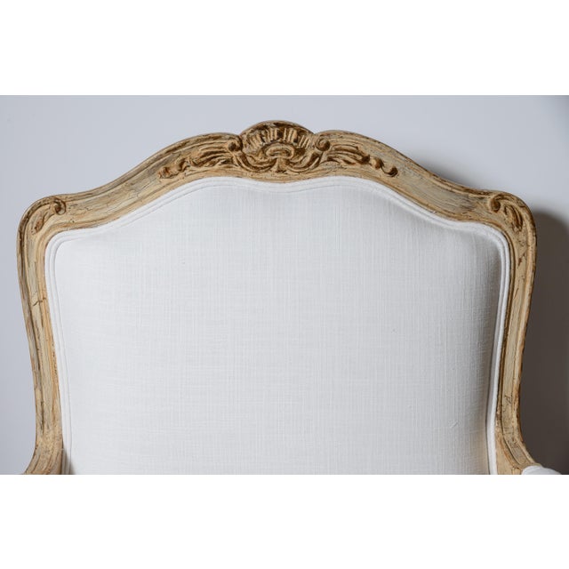 Camel Antique Bergere Chair, New Upholstered Seating, Very Good Condition For Sale - Image 8 of 11