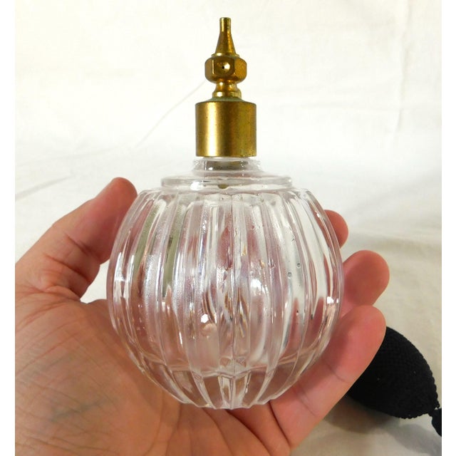 Black Vintage Crystal & Brass Black Atomizer Perfume Bottle For Sale - Image 8 of 9
