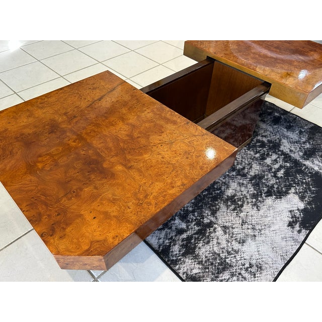 Brown Vintage French Coffee Table in Elm Burl Wood, 1970 For Sale - Image 8 of 18