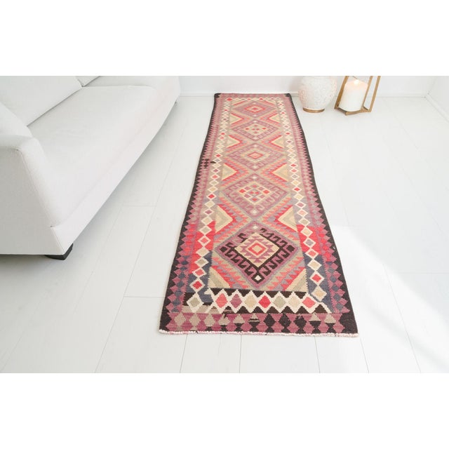 1950s 1950s Bold Geometric Medallion Kilim Runner For Sale - Image 5 of 10