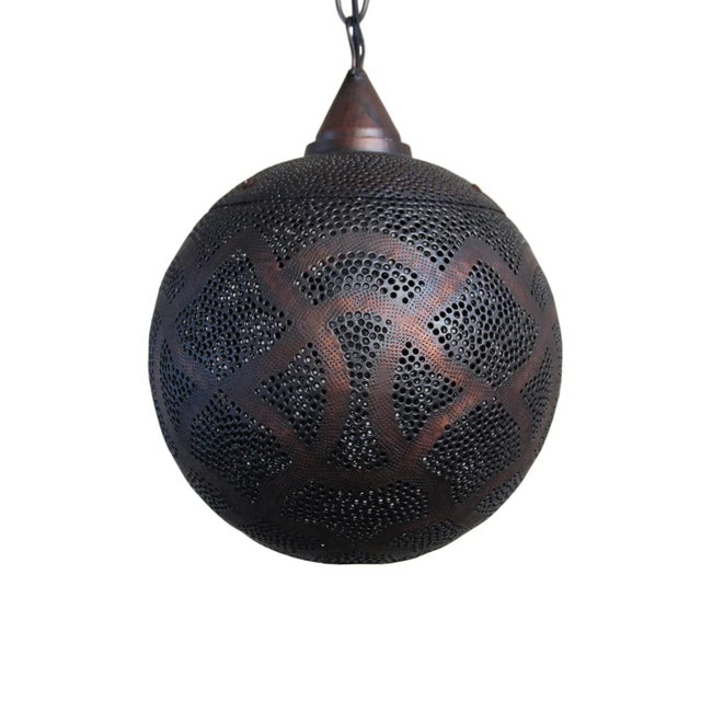 Copper Globe Lantern Small For Sale In Los Angeles - Image 6 of 8