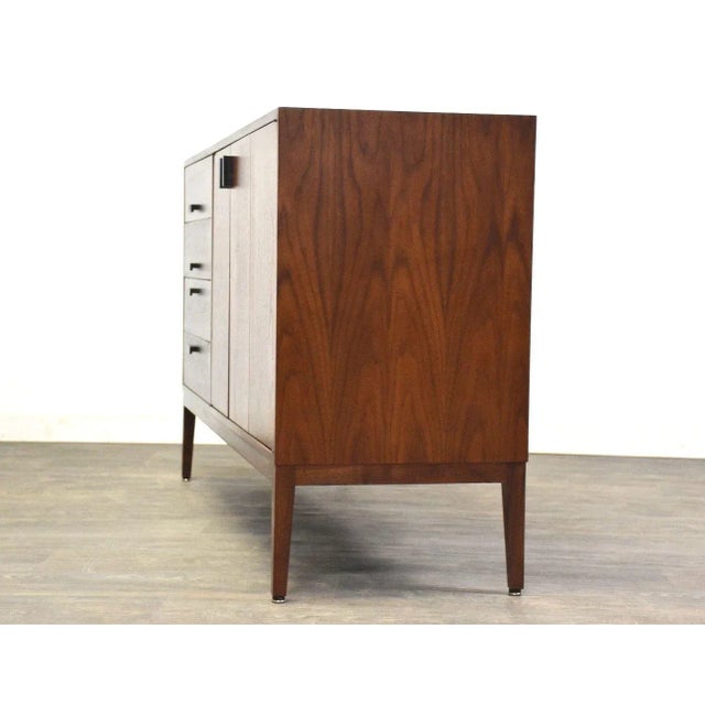 Refinished Walnut Mid Century Credenza For Sale - Image 4 of 10