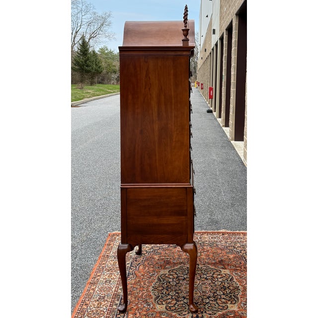 1970s Statton Private Collection Queen Anne / New England Solid Cherry 11 Drawer Highboy Dresser in Oldtowne Cherry For Sale - Image 11 of 18