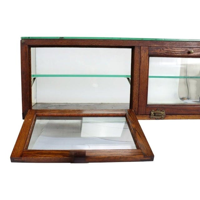 Brown Antique Oak & Beveled Glass Country Store Table Top Candy Display Case C1910 For Sale - Image 8 of 10