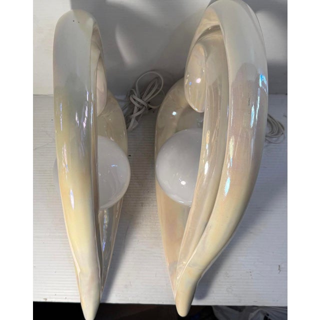 Late 20th Century Late 20th Century Pearlescent Art Deco Heart Lamps - a Pair For Sale - Image 5 of 9