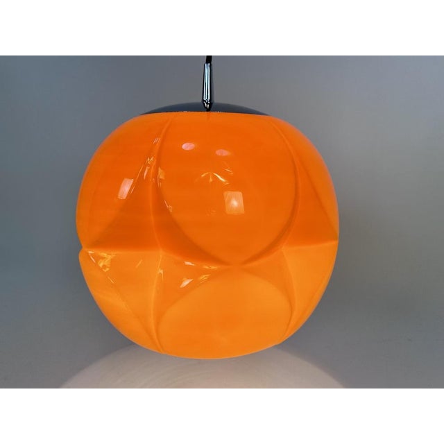 Large Space Age Sculptural Opaline Glass and Chrome Hanging Lamp from Peill & Putzler, Germany, 1960s For Sale - Image 12 of 18