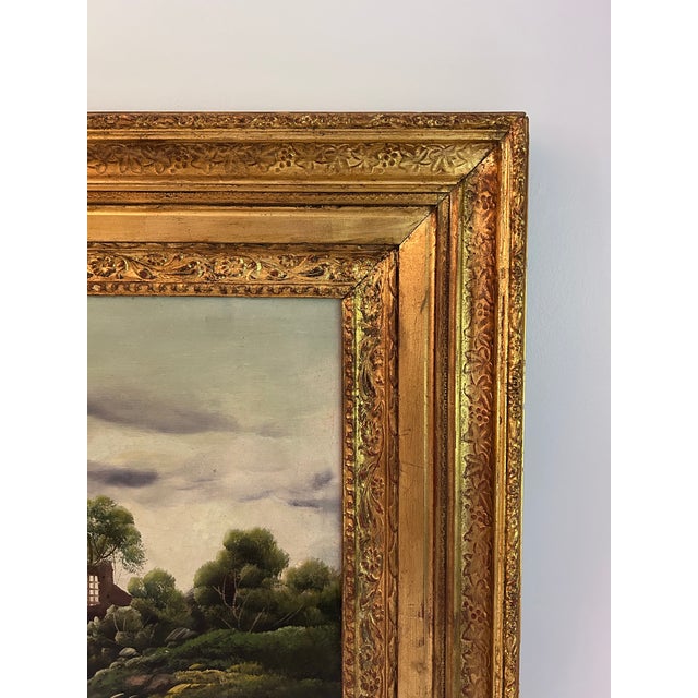 1900 - 1909 Early 20th Cen. Continental Landscape Painting in Period Frame For Sale - Image 5 of 12