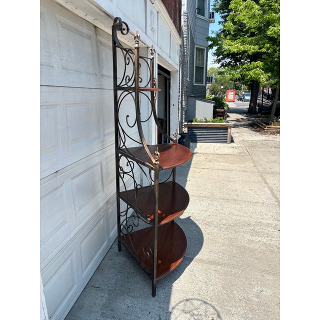 Late 20th Century Late 20th Century Drexel Heritage French Country Wrought Iron & Wood Corner Etagere, Attributed For Sale - Image 5 of 11