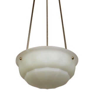 Early 20th Century White Frosted Glass Bowl Pendant Light For Sale