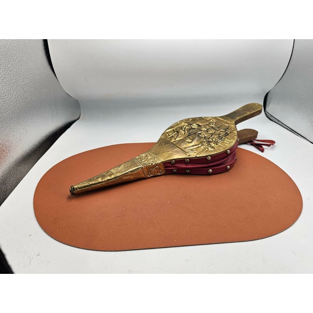 Vintage Bellows for Fireplace or Barbecue in Wood and Brass, 1960s For Sale - Image 4 of 6