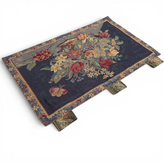 Chinese Vintage Chinese Aubusson-Style Floral Tapestry, 1960s, Wool on Cotton, 2'2" X 3'5" For Sale - Image 3 of 5
