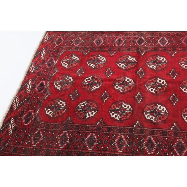 Mid-Century Turkmen Yomut Rug With Repeating Guls - Hand-Knotted Wool Circa 1950s -3' 6'' X 4' 10'' For Sale - Image 9 of 12