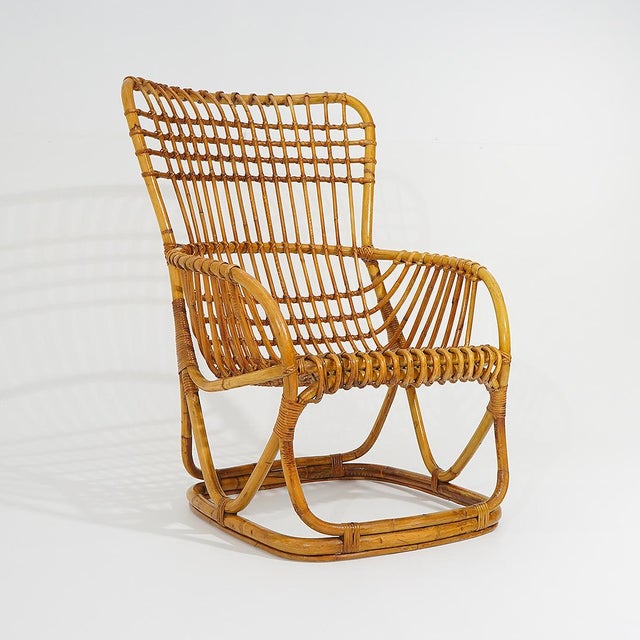 Rattan and Woven Cane Armchair, 1960s For Sale - Image 15 of 15