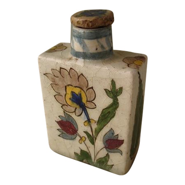 Late 19th Century Square Ceramic Vase - Qajar Period For Sale