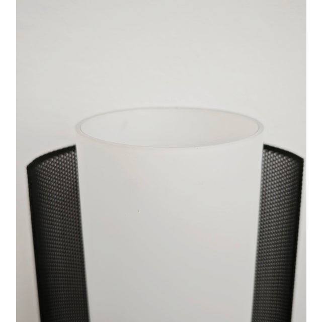 Opal Glass, Brass and Black Enamelled Metal Wall Lamp in the style of Stilnovo, Italy, 1960s For Sale - Image 6 of 18