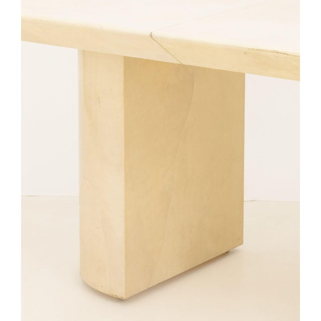 Karl Springer Attributed "Knife Edge" Goatskin Extending Dining Table For Sale - Image 4 of 10