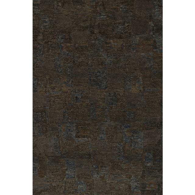 Rug & Kilim's Oversized Modern Textural Rug in Brown and Blue Abstract Pattern For Sale In New York - Image 6 of 8