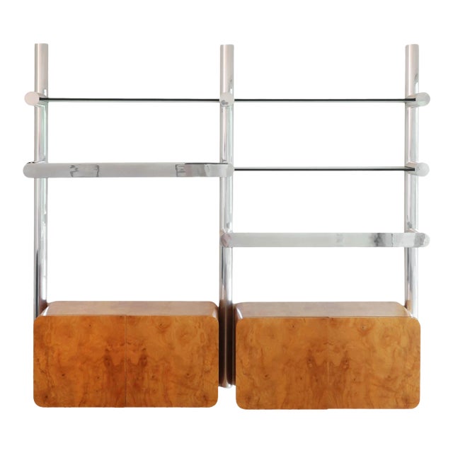 1970s Aluminum and Glass Orba Wall Unit by Janet Schweitzer for Pace Collection For Sale