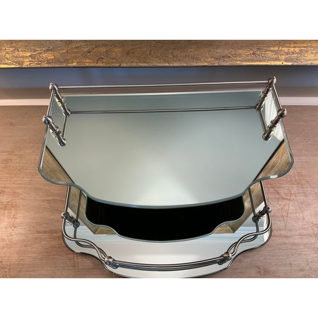 1980s Two Tiered Mirror and Chrome Vanity Tray Table For Sale - Image 4 of 7