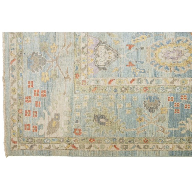 Apadana's Allover Modern Sultanabad Oversized Wool Rug Handmade in Blue For Sale - Image 9 of 10