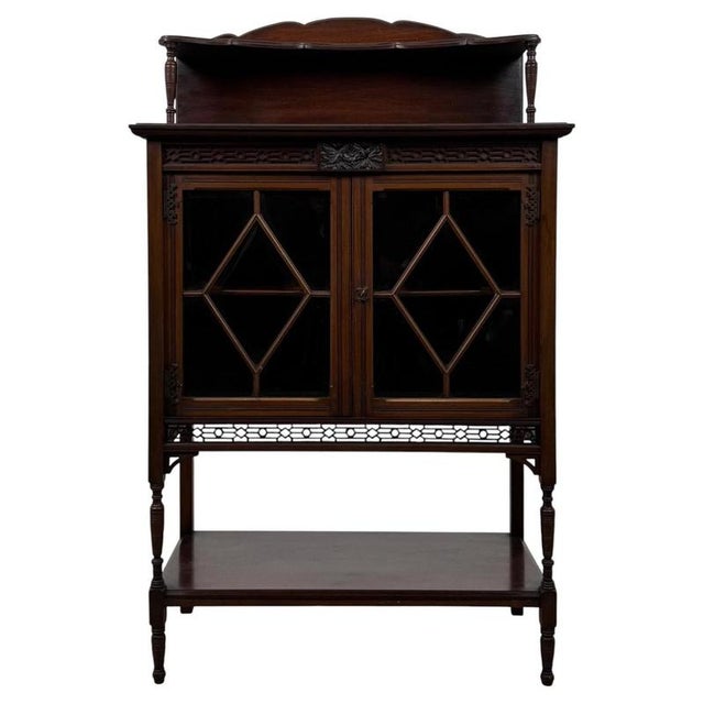 Antique Early 20th Century English Edwardian Mahogany Display Cabinet Vitrine For Sale - Image 11 of 11