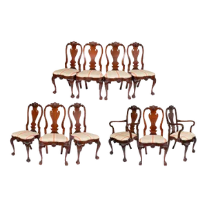 Late 20th Century Set of 10 Kindel Winterthur Collection Mahogany Clawfoot Dining Chairs