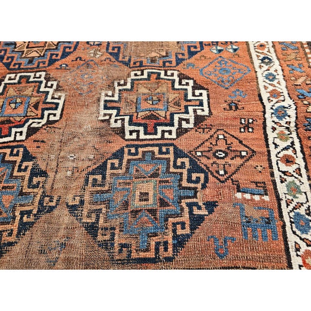 Antique Kazak Area Rug, Handwoven Wool Geometric Design, 1890s, 4' x 8' For Sale - Image 14 of 17