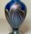 Vintage Miniature Hand Blown Pulled Feather Blue Iridescent Studio Glass Vase For Sale - Image 10 of 10