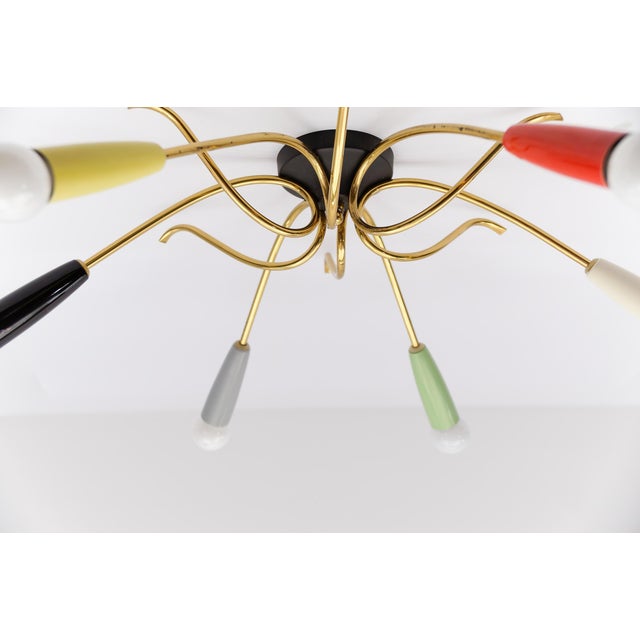 Mid-Century Modern Brass 6-Armed Sputnik Lamp, 1950s For Sale - Image 6 of 18