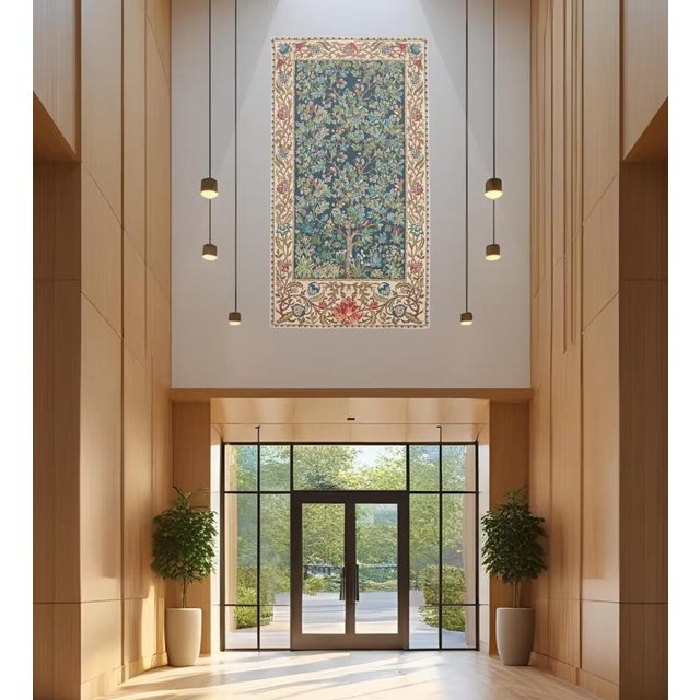 This tapestry, also known as The Tree of Life, originates from an embroidered wool portière designed by John Henry Dearle...