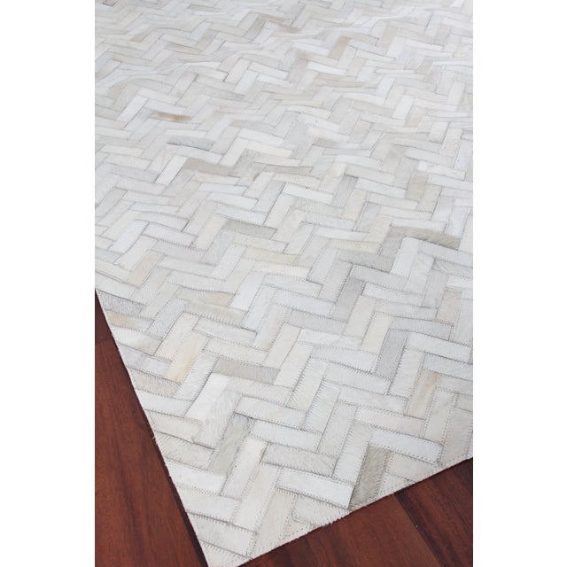 Animal Skin Exquisite Rugs Willoughby Patchwork Leather Ivory - 8'x11' For Sale - Image 7 of 8