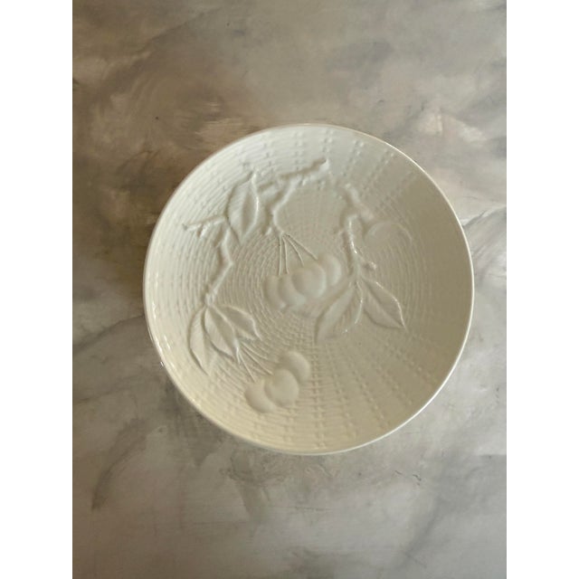 Cream Vintage Cream Fruit Embossed Ed Langbein Western Zone Germany Porcelain Dessert Plates - Set of 11 - 7.75 Inch Fruit Relief 1945 1949 For Sale - Image 8 of 12