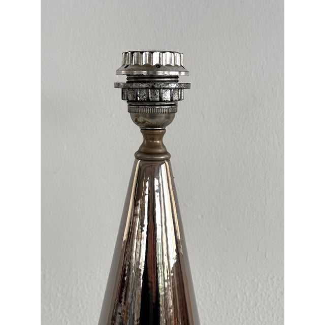 Silver Mid-Century Modern Italian Ceramic Table Lamp in Silver Metallic from Ugo Zaccagnini, 1960s For Sale - Image 8 of 15