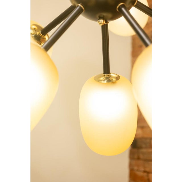 Sputnik Star Chandelier in Brass and Glass For Sale - Image 6 of 8