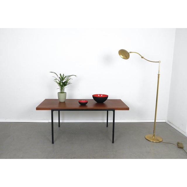 Mid-Century Modern Teak Coffee Table with Black Metal Frame by Eduard Ludwig for Lotos Werkkunst, Germany, 1960s For Sale - Image 3 of 18