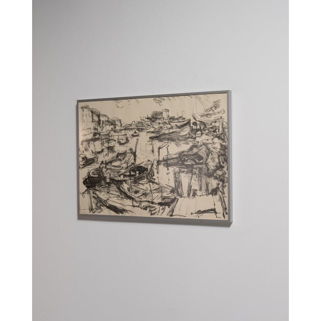 1970s France Expressionism Brown Wood Drawing For Sale - Image 11 of 15